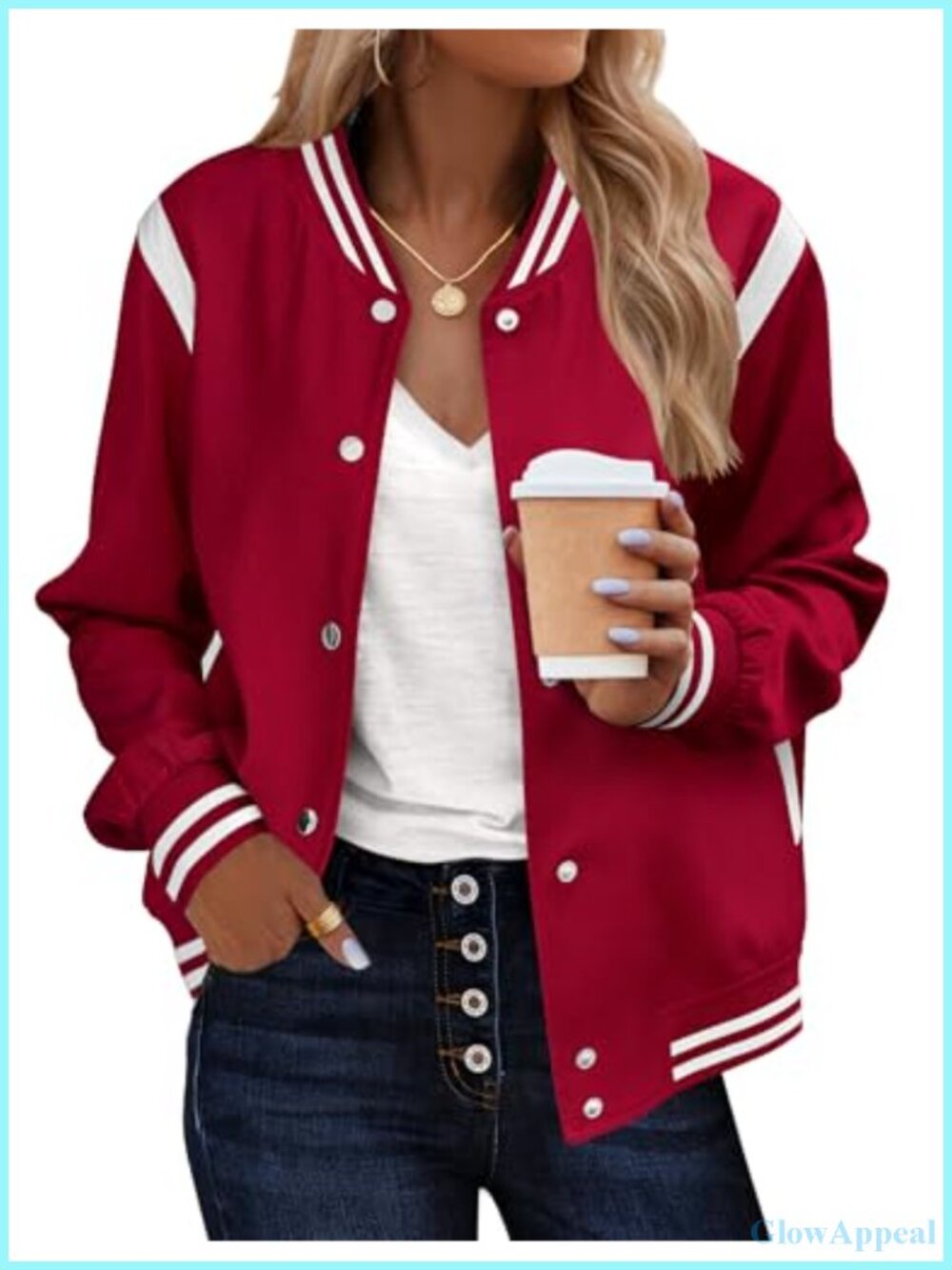 Zeagoo Bomber Jacket Women Varsity Button Down with Pockets Lightweight